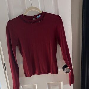 J. Crew Deep Red Long Sleeve Top